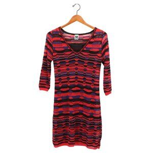M Missoni Striped Crochet Knit 3/4 Sleeve V-Neck Dress 42 ~ US 4
